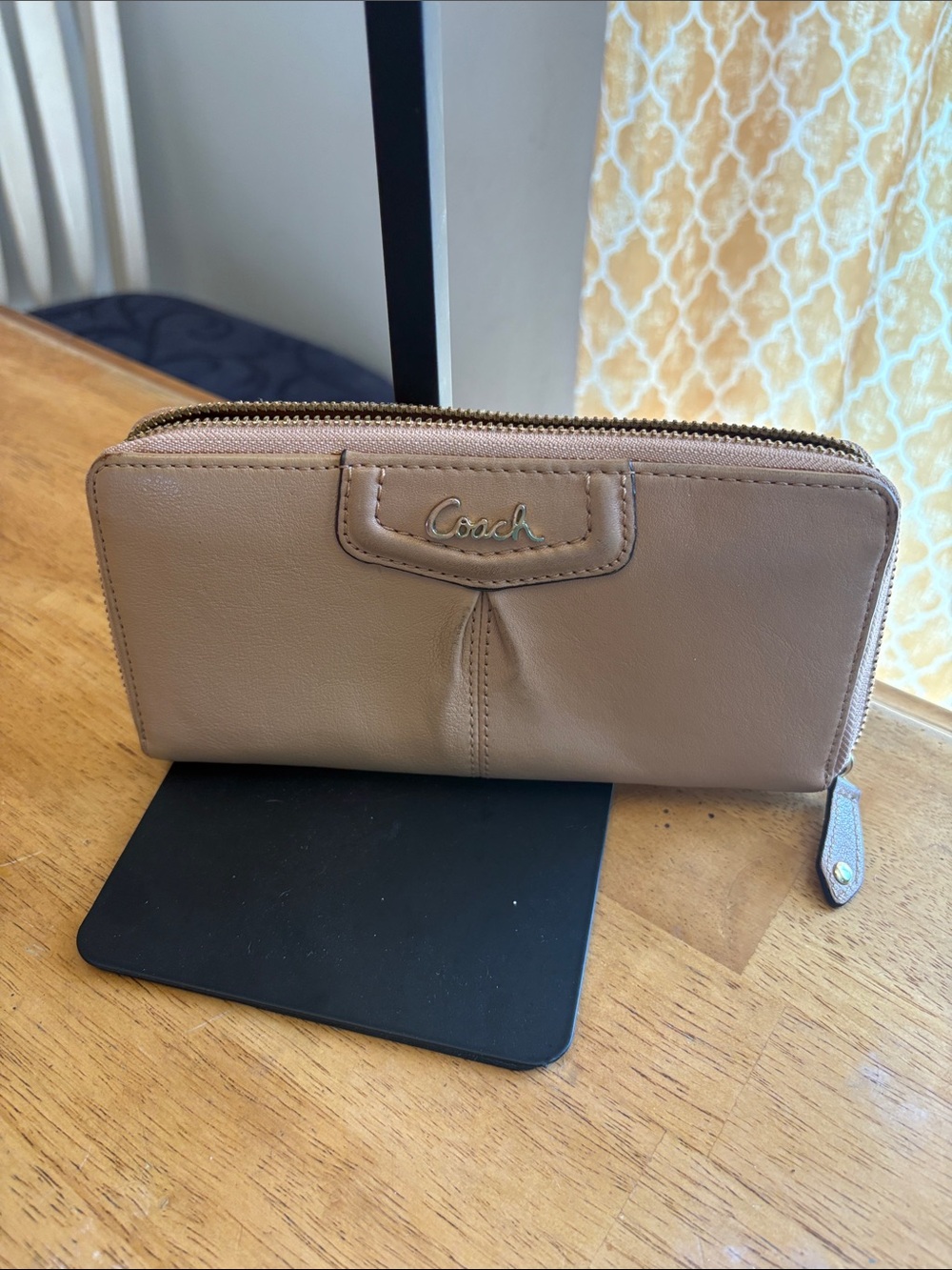 Coach Leather Zip Wallet in Brown with Gold Hardware